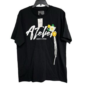 New Mens Musium Div Black Graphic T-Shirt Short Sleeve‎